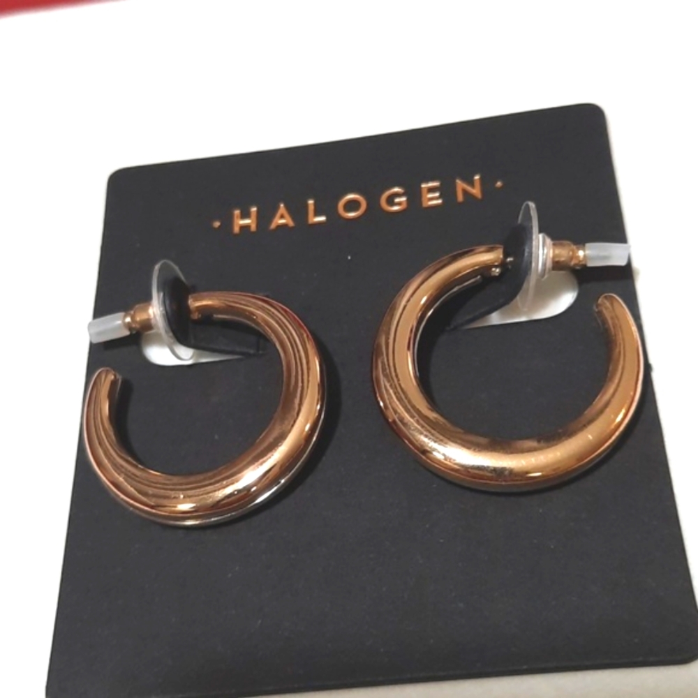 Halogen Gold Hoop Earrings NWT